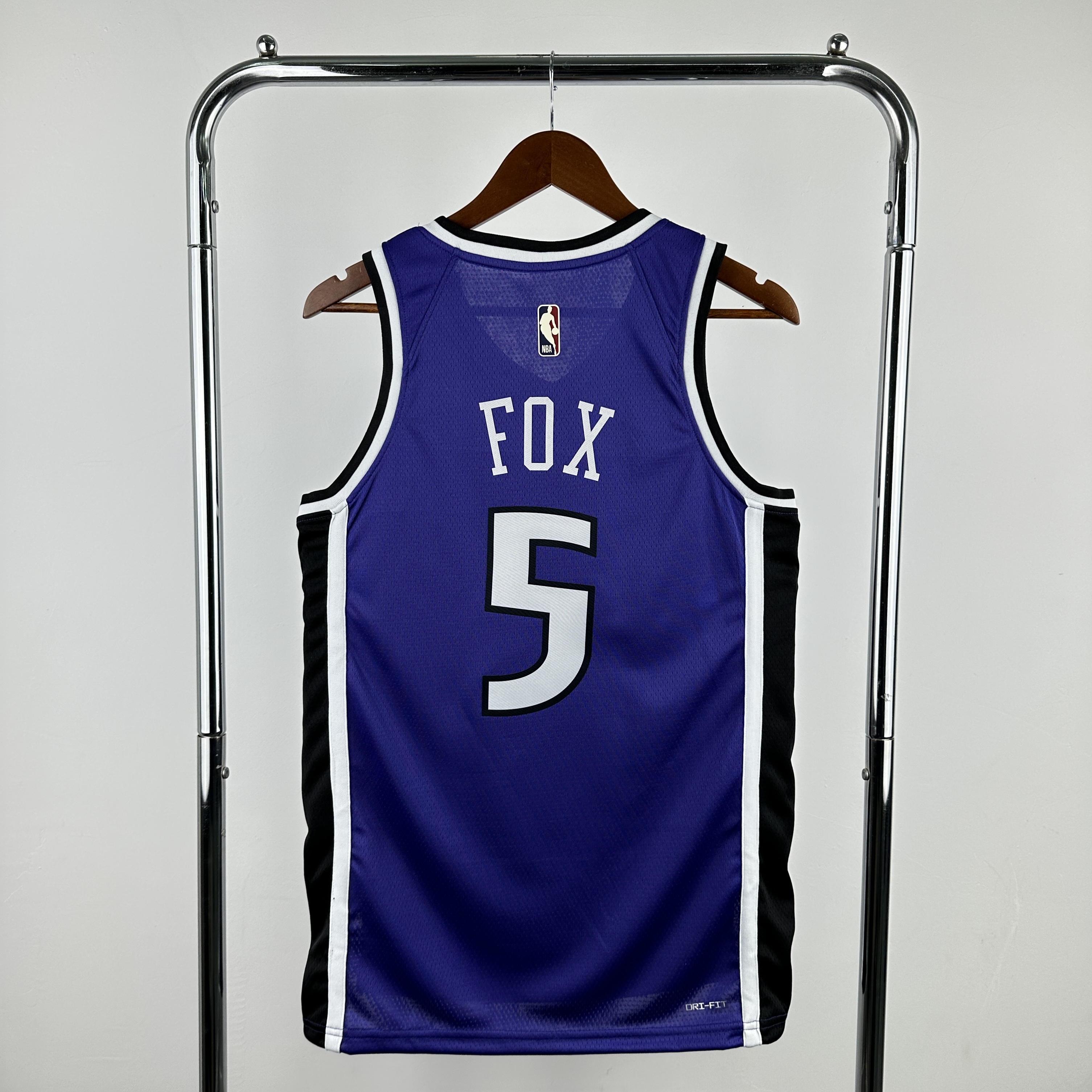 Men Sacramento Kings #5 Fox Purple Throwback Season Nike 2025 NBA Jersey